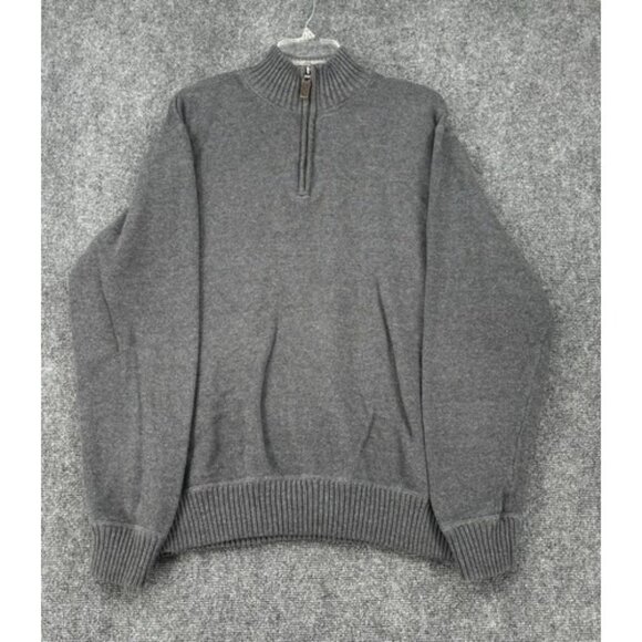 Eddie Bauer Gray 1/4 Zip 100% Cotton Men’s XL Sweater Academia Preppy - Picture 1 of 11